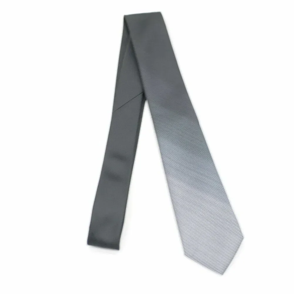 Express Gradient Gray Check Woven‎ Polyester Skinng Tie